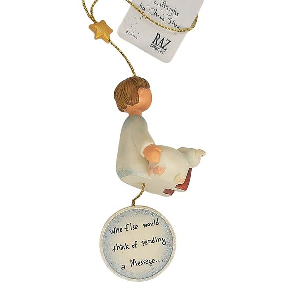Lifesighs Chris Shea Nativity Shepherd Boy Christmas Ornament Sending A Message - Picture 2 of 4